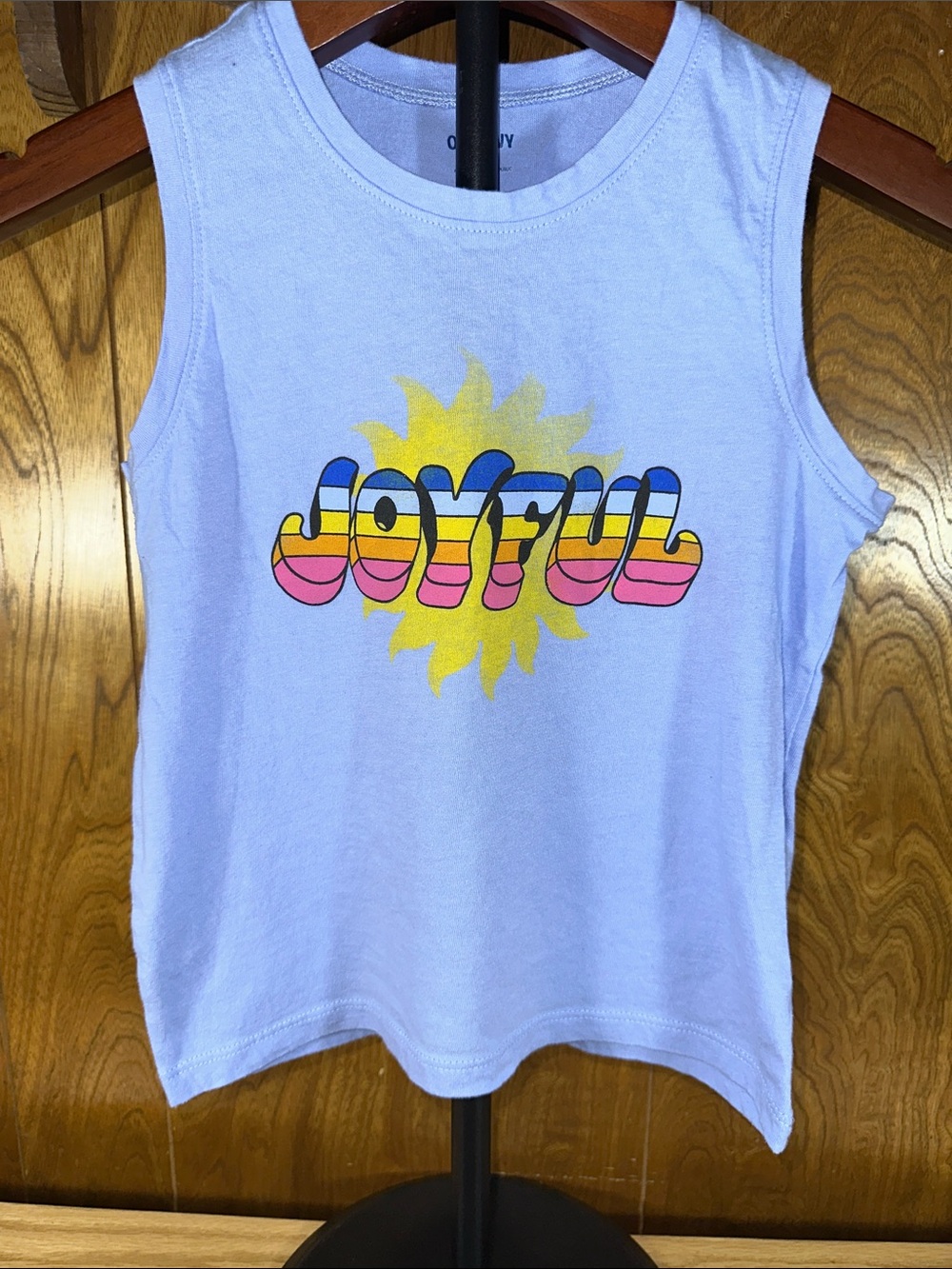 🎉Old Navy Light Blue 'Joyful' Sun Graphic Tank Top. D211